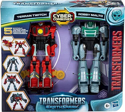 Transformers EarthSpark, Cyber-Combiner, Action Figure Robot di Twitch terrestre e Robby Malto