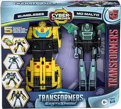 Transformers EarthSpark, Cyber-Combiner, Action Figure di Bumblebee e Mo Malto
