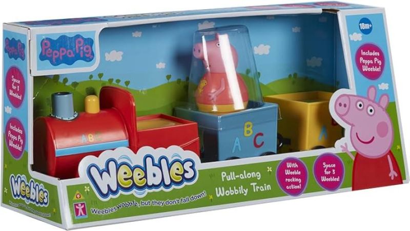 Peppa Pig Weebles Pull Along Wobbily Train, first toy, preschool toy, imaginative play, gift for 18 months+