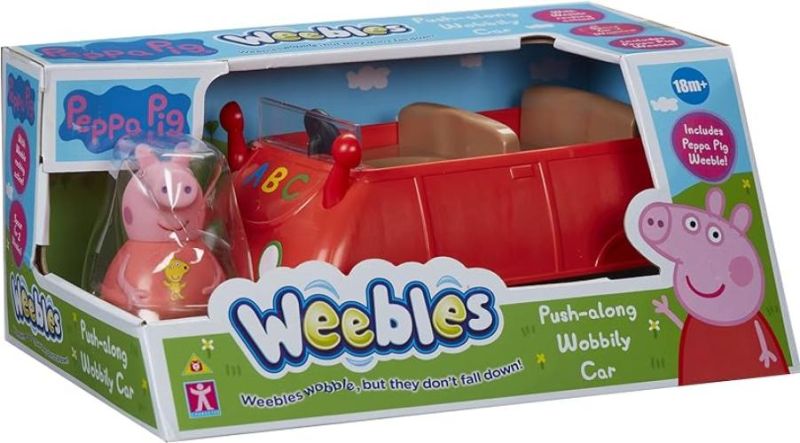 Peppa Pig Weebles Push Along Wobbily Car, First Toy, preschool toy, imaginative play, gift for 18 months+
