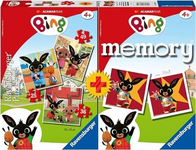 Ravensburger 20675 9 Multipack Memory e Puzzle di Bing, Puzzle e Gioco per Bambini, Eta Raccomandata 4+