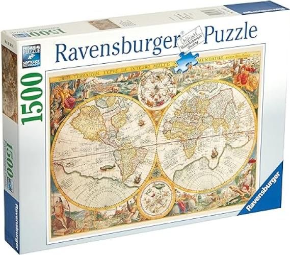 Ravensburger Puzzle Mappa, Mappamondo storico, Puzzle 1500 pezzi, Relax, Puzzles da Adulti, Dimensione: 80x60 cm, Stampa di alta qualita, Cartina