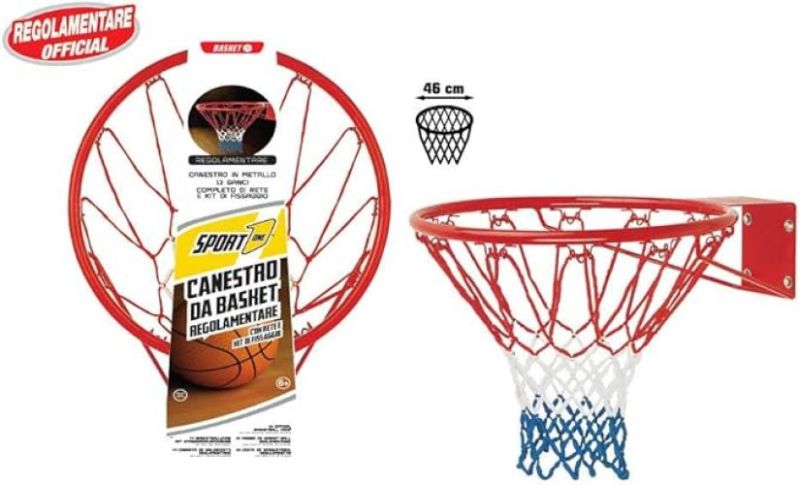 Sport1 Canestro Regolamentare Basket Ring Rosso 46cm