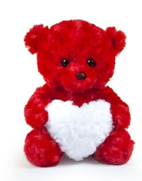 Decar-Peluche orso rosso con cuore bianco,25 cm