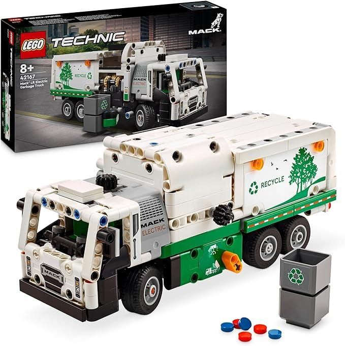 LEGO Technic Camion della Spazzatura Mack LR Electric, Veicolo Giocattolo per la Raccolta dei Rifiuti, Gioco per Bambini, Bambine, Ragazzi e Ragazze da 8 Anni in su che Amano l`Ambiente 42167