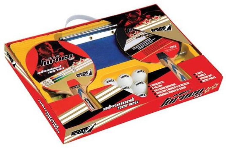 Set Pin Pong Super Torneo-2 racchette,6 palline,rete regolamentare,sostegni e morsetti in metallo,manuale regole