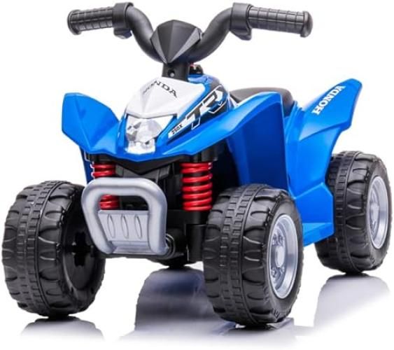 Sport1 quad elettrico per bambini replica Honda TRX 250X. Moto bambini 6 volt, velocita 2,8 km/h. Misure 65,5x38,5x43,5cm. Per bambini fino a 20kg. Batteria ricaricabile. Con caricabatterie. Blu