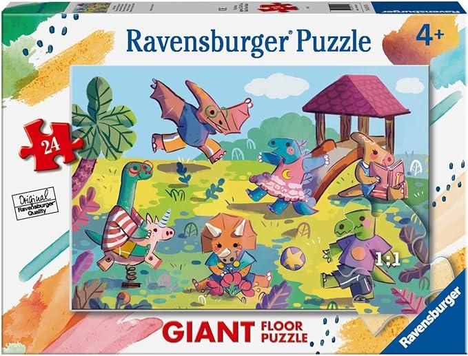 Ravensburger - Puzzle Dinosauri al parco giochi, Collezione 24 Giant Pavimento, 24 Pezzi, Eta Raccomandata 3+ Anni