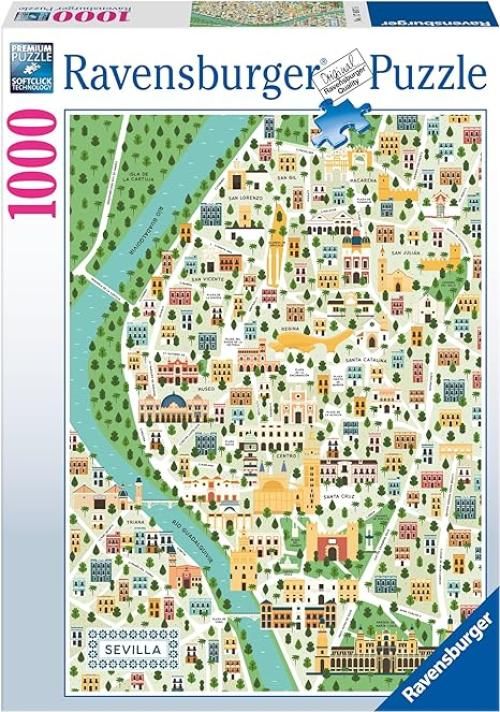 Ravensburger - Puzzle Mappa di Siviglia, 1000 Pezzi, Idea regalo, per Lei o Lui, Puzzle Adulti