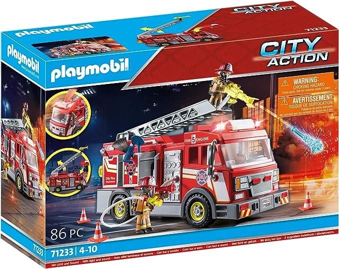 Playmobil City Action 71233 Camion dei pompieri, con luci e suoni, giocattolo per bambini dai 4 anni in su
