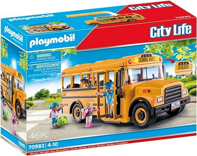 Playmobil City Life 70983 Scuolabus, con luci, giocattolo per bambini dai 4 anni in su
