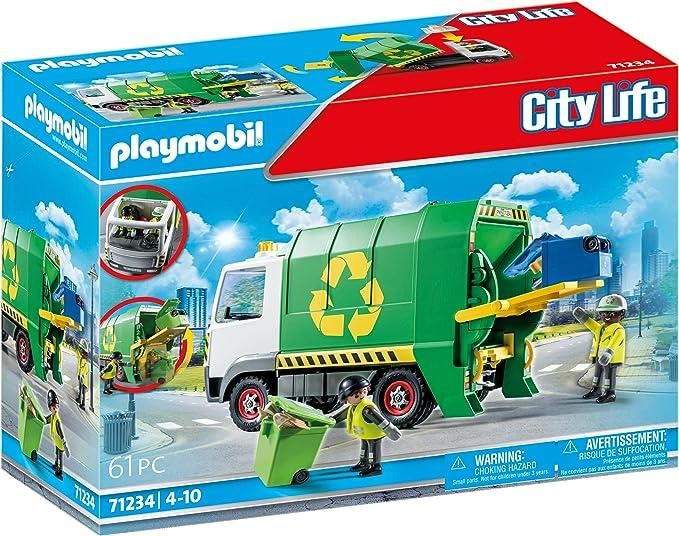 Playmobil City Life 71234 Camion raccolta differenziata,giocattolo per bambini dai 4 anni in su