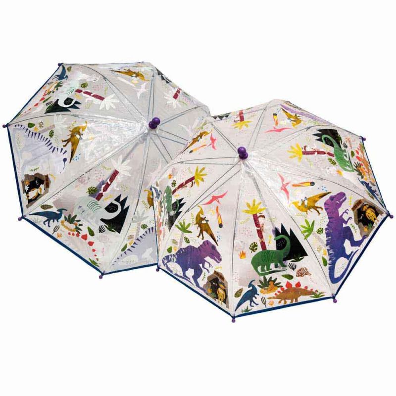 Floss & Rock - Colour Changing Umbrella - Clear Dino