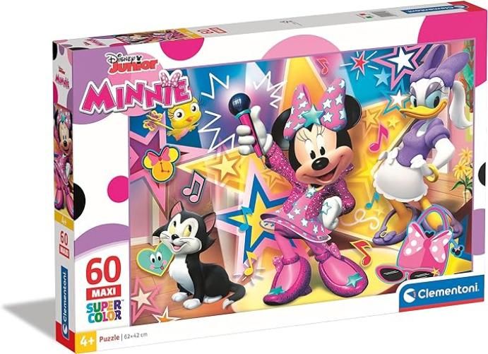 Clementoni Mickey & Friends Supercolor Puzzle-Minnie Happy Helper-60 pezzi Maxi, Multicolore, 26443