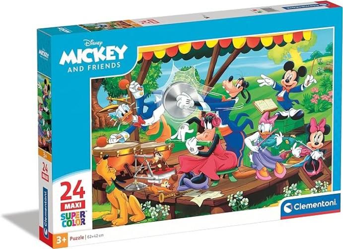 Clementoni Mickey Mouse Supercolor Disney and Friends-24 maxi pezzi-Made in Italy, puzzle bambini 3 anni+, Multicolore, 24218