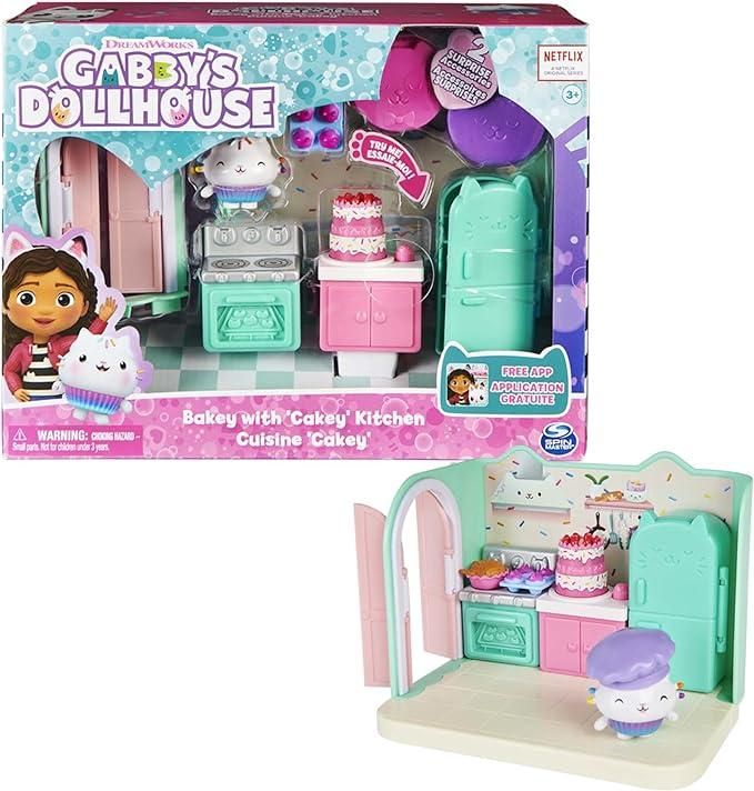 Gabby`s Dollhouse, La cucina di gattino Dolcetto, mini playset stanze della casa, giochi per bambini dai 3 anni in su