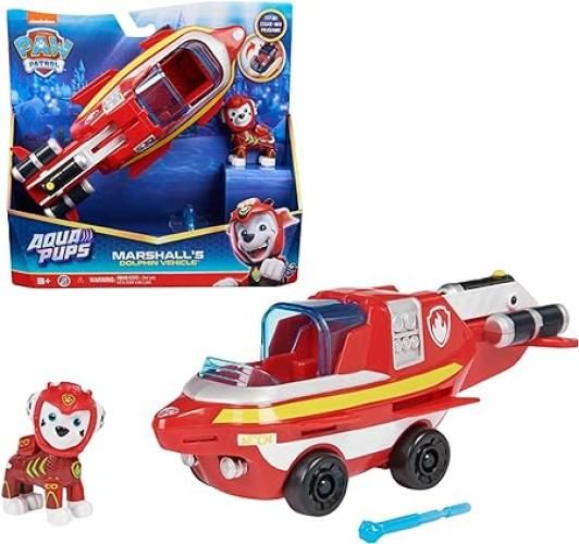 Paw Patrol, Veicolo Trasformabile Aqua Pups di Marshall per Avventure Marine, Personaggio di Marshall incluso, Giochi per Bambini e Bambine, 3+ anni