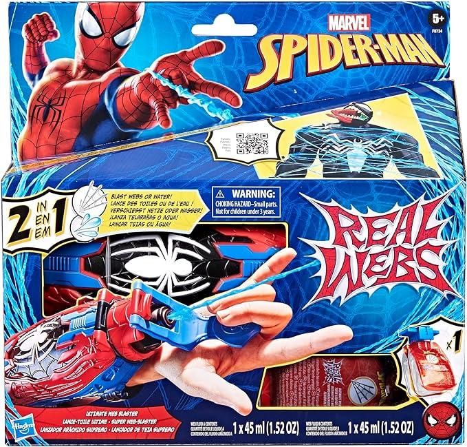 Spider-Man Hasbro Marvel, Real Webs, Blaster di ragnatele Eccezionale, Blaster 2 in 1, Giocattolo per Roleplay, Costume, Giocattoli