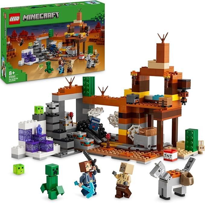 LEGO Minecraft La Miniera delle Badlands, Modellino da Costruire di Bioma con Personaggi, Accessori e Mob Ostili, Giochi Creativi per Bambini e Bambine da 8 Anni, Idea Regalo di Compleanno 21263