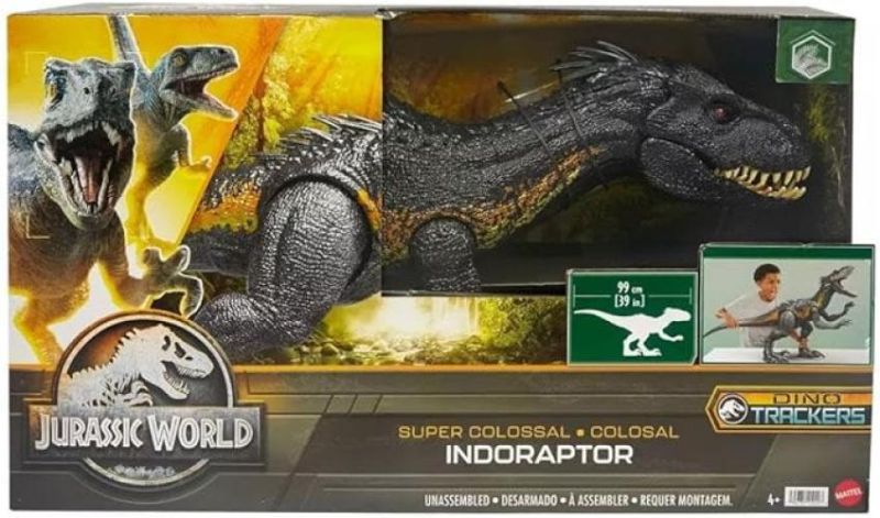 Dinosauro-Jurassic World: Il Regno Distrutto - Indoraptor Supercolossale, dinosauro gigante lungo 90+ cm e alto 41 cm, inghiotte fino a 20 mini action figures-mattel-Eta 4+