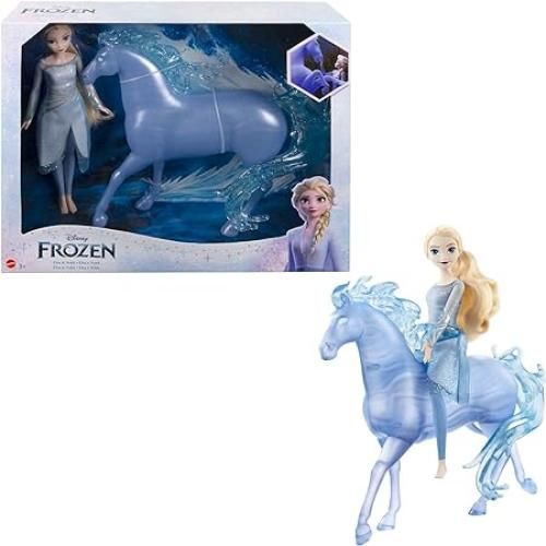 Bambola-Disney Frozen - Elsa e Nokk, creatura acquatica a forma di cavallo, ispirati al film Disney Frozen 2-Mattel-Eta 3+
