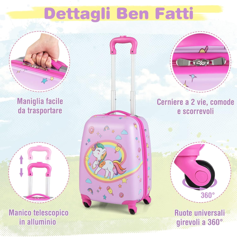 Giolly Set Trolley e zaino fantasia unicorno Giocheria Eta 3
