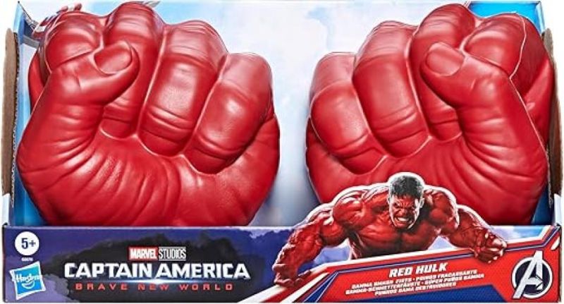 Capitan America Smash Fists Hasbro Marvel Avengers, Super Pugni Gamma di Hulk Rosso Ispirati al Film Captain America: Brave New World,Hasbro,Eta 5+