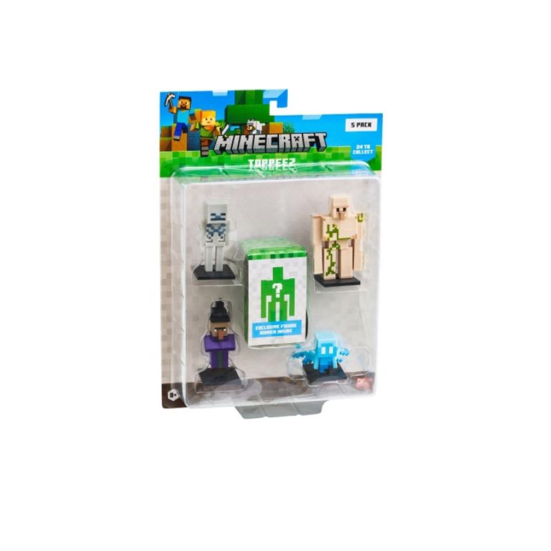 Minecraft Toppeez, Pack 5 personaggi 3D, Versione 3,Eta 6+