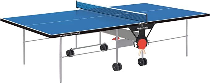 Garlando Tavolo da Ping Pong Training Outdoor con Ruote per Esterno Blu
