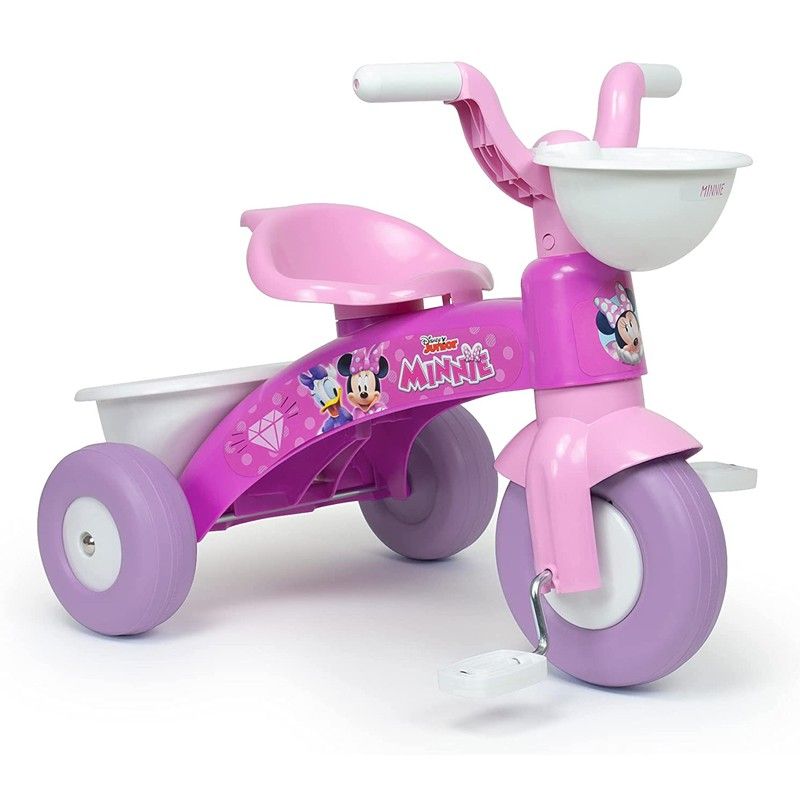 Triciclo Bambini Minnie Mouse Primi Passi, per Bambini da 1 a 3 Anni, con Cestino Anteriore e Posteriore Portagiochi, Colore Rosa ITALIA