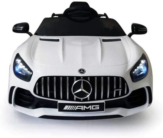 Mercedes GT-R AMG ( Bianca ) Nuova Versione Macchina Elettrica per Bambini Ufficiale con Licenza 12 Volt Batteria con Telecomando 2.4 GHz Porte Apribili con MP3