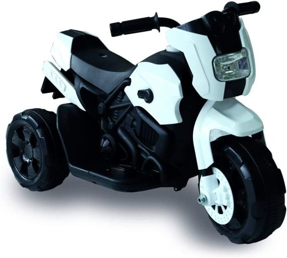 Moto elettrica per bambini moto giocattolo per bambini 1 anno 2 anni 3 anni con luci e marca avanti e dietro (bianca)