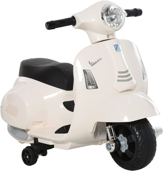 Biemme Moto Elettrica per Bambini con Licenza Ufficiale Vespa Batteria 6V, Fari e Clacson, per Bimbi da 18-36 Mesi, Bianco, 66.5x38x52cm