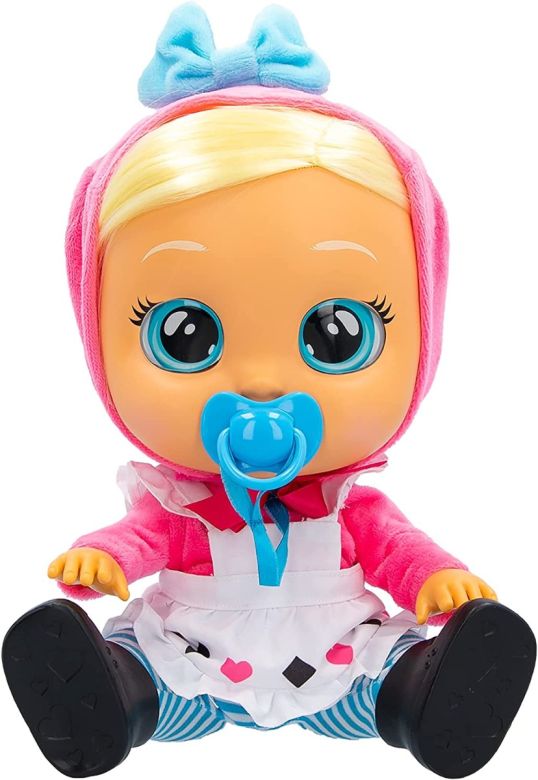 CRY BABIES Storyland Alice | Bambola interattiva che piange lacrime vere, ispirata in una fiaba classica, con capelli e vestitini intercambiabili - Bambola funzionale per bambini dai 2 anni in su