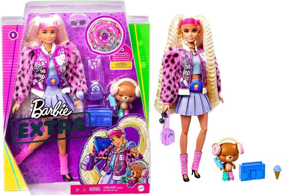 Barbie extra Bionda con pelliccia viola