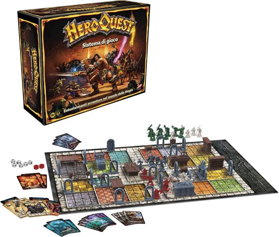 Hasbro Gaming - Avalon Hill, Heroquest, Gioco di Avventura Fantasy in Stile Dungeon Crawler con Oltre 65 Miniature, dai 14 Anni in Su, per 2-5 Giocatori (Versione Italiana)