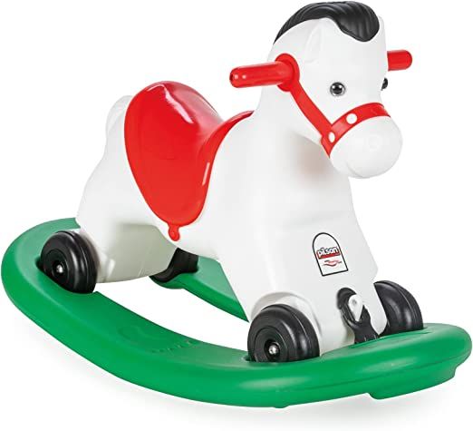 Dondolo Cavallo Bambini di Plastica Cavalcabile Anni Giochi Gioco Suoni Ruote Mesi Rodeo Bianco effetti sonori Giocattolo da
