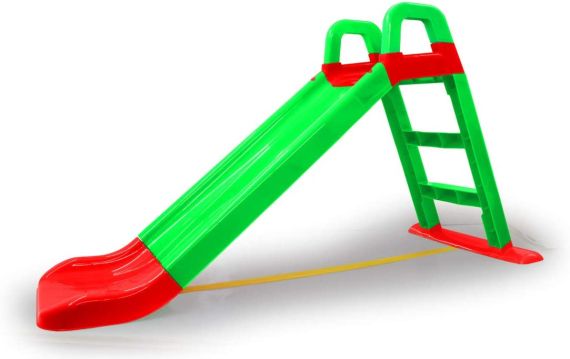 Scivolo Funny Slide Verde - in plastica Robusta, Scarico Antiscivolo per atterraggio Delicato, Ampi gradini e Maniglie di Sicurezza, Corda stabilizzante, Colore, 460502