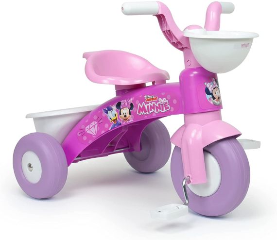 Triciclo Trico Max Minnie Mouse Rosa, con Cestino Anteriore e Posteriore e Licenza Ufficiale Disney Consigliato per Bambini da 1 a 3 Anni