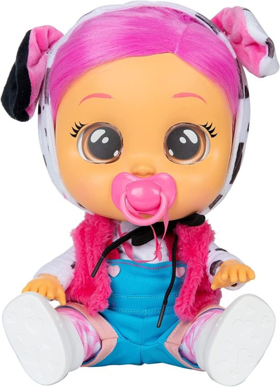 CRY BABIES Dressy Dotty il Dalmata | Bambola interattiva che piange lacrime vere, con capelli colorati e vestitini intercambiabili - Bambola giocattolo funzionale per bambini dai 2 anni in su