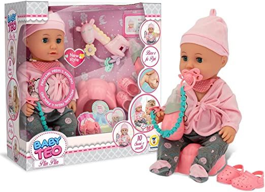 Bambola Bambina 3 Anni Morbida Con Accessori Bambole Giocattolo dai 2 anni che Suona Peluche Regalo di Colore Rosa Giocattoli cm
