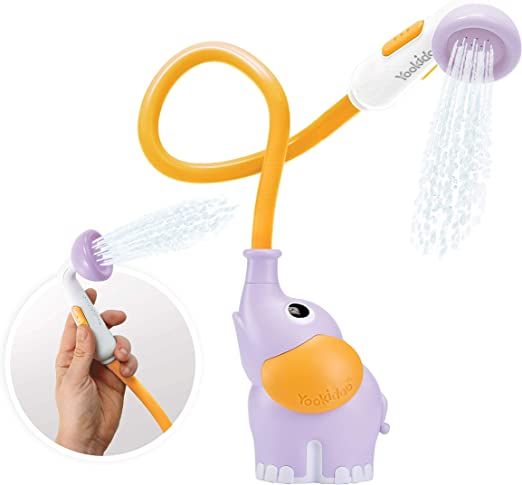 Yookidoo - Doccia da bagno con elefante viola, gioco da bagno e doccia per il risveglio dei sensi, spruzzatore per doccetta, regalo per bambini da 0 a 2 anni