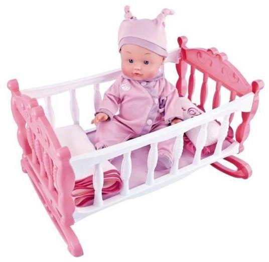 Image of Coccole e baci,Dolci Nanne,Bambolotto 35cm con culla,cuscino,coperta e biberon,Giocheria, Eta 10+ mesi