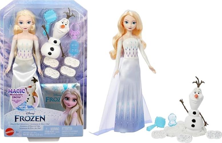 Image of Disney Frozen,Leavventure di Elsa e Olf,Bambola Elsa e pupazzo Olaf,Mattel, Età 3+